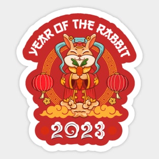 Yin Yan Dabbing Rabbit Chinese New Year 2023 Men Women Kid Sticker